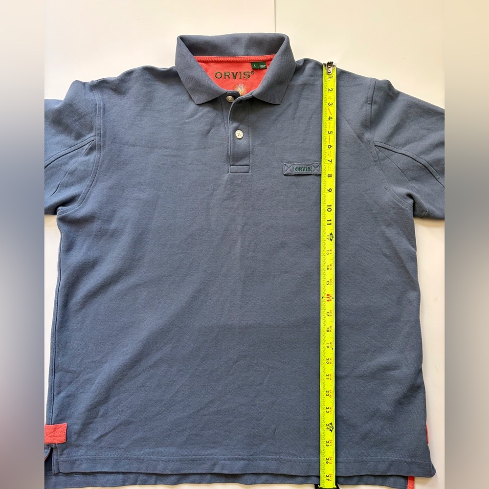 Orvis Polo Shirt Men’s Large Blue Short Sleeve Classic Casual